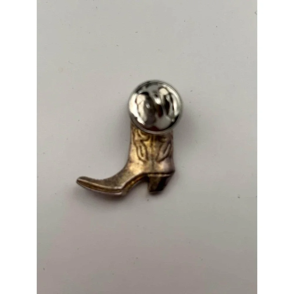 VTG Boot Silver Tone‎ Hat/Lapel Cowboy Western Boot Pin